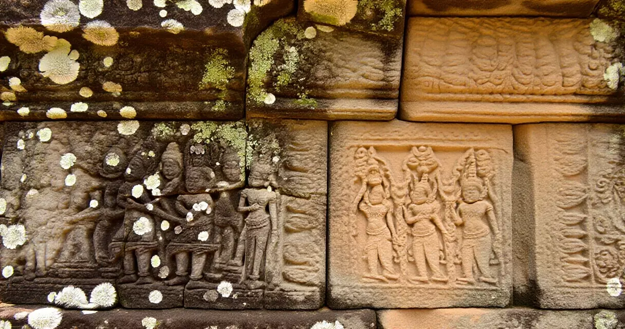 សិលាចារឹកបុរាណខ្មែរចំណាក់ស្នាក់ស្ថិតនៅជញ្ជាំងប្រាសាទ