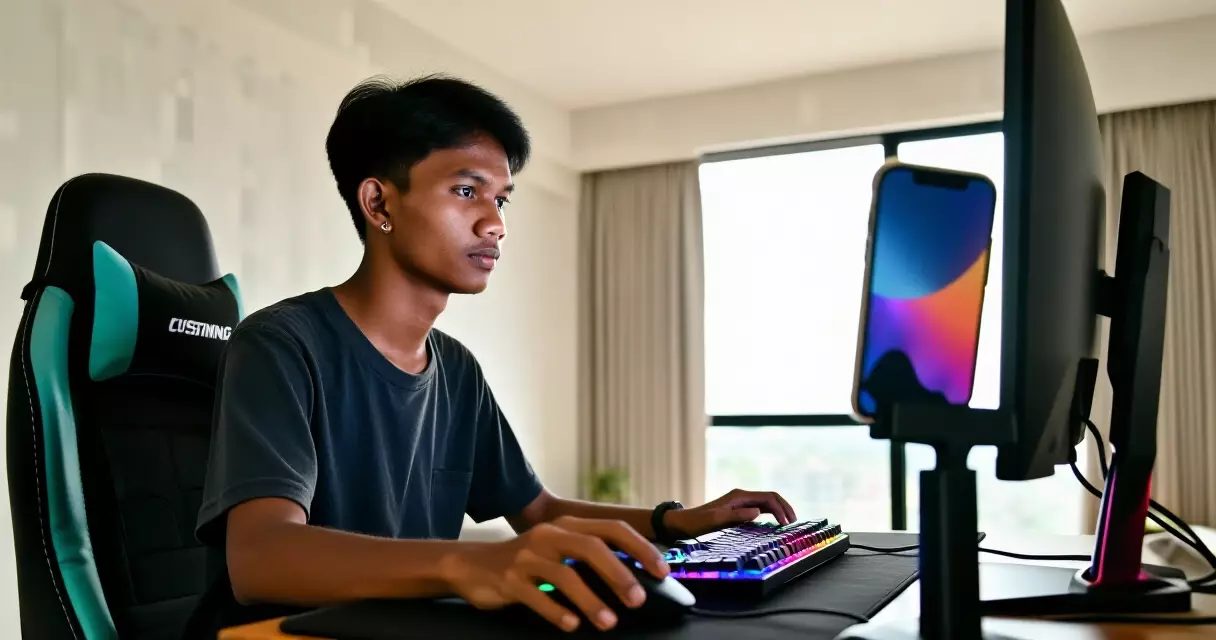 យុវជនខ្មែរ Gen Z កំពុងលេងហ្គេម esports ក្នុងបន្ទប់ទំនើប