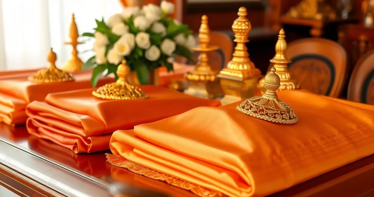 ក្រណាត់សូត្រ សំពត់ហូល និងគ្រឿងអលង្ការមាសសម្រាប់ពិធីមង្គលការខ្មែរ