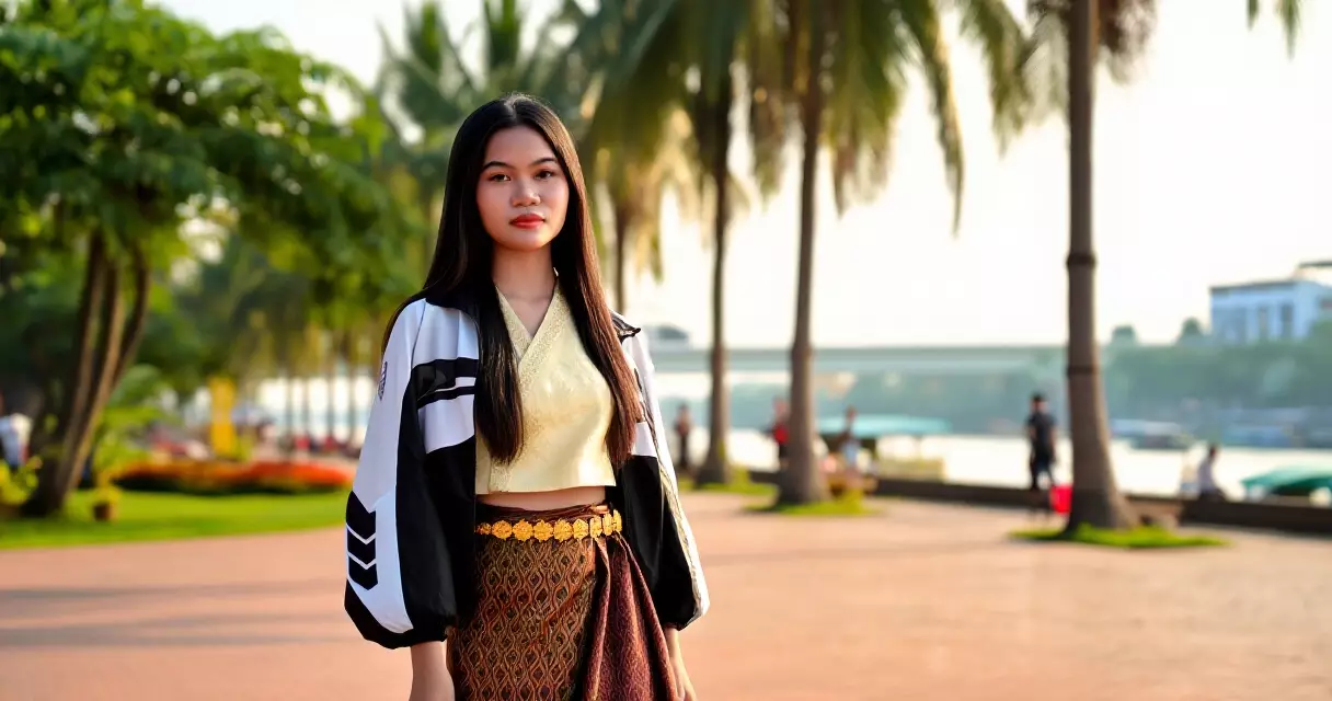 យុវជនខ្មែរស្លៀកពាក់ស្ទីល Khmer-Contemporary នៅភ្នំពេញ