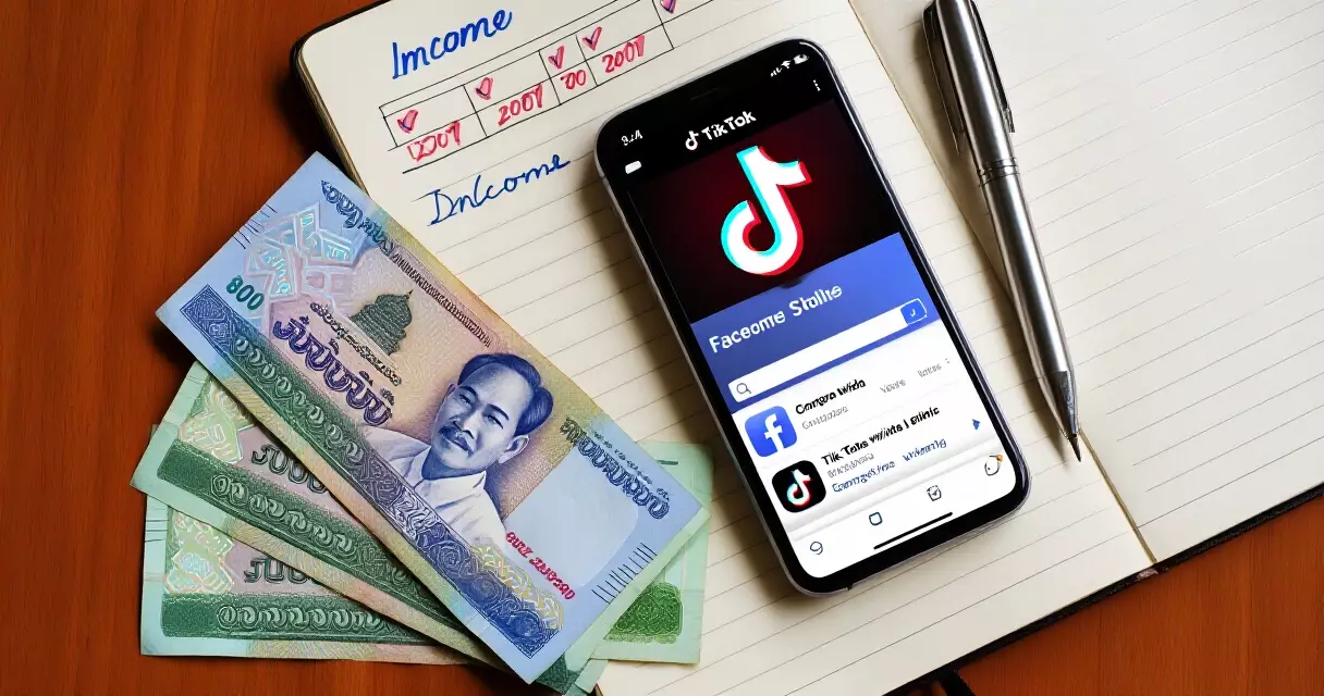 ទូរស័ព្ទបង្ហាញ TikTok Facebook App និងប្រាក់រៀលខ្មែរ