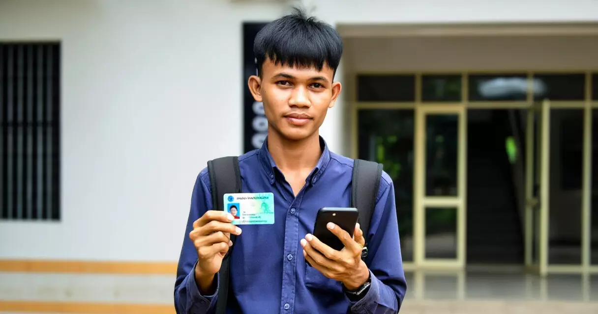 ពលរដ្ឋខ្មែរកាន់អត្តសញ្ញាណប័ណ្ណ និងទូរស័ព្ទ