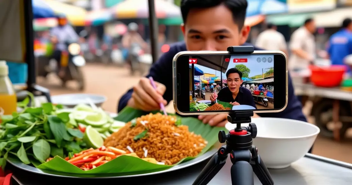 អ្នកវាយតម្លៃម្ហូបខ្មែរកំពុងផ្សាយផ្ទាល់ពីហាងម្ហូបនៅភ្នំពេញ
