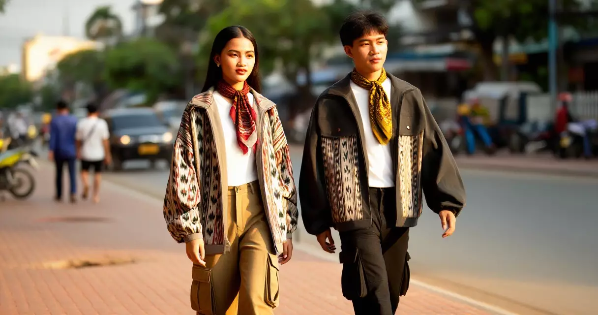 យុវវ័យខ្មែរស្លៀក Khmer fusion streetwear នៅ Phnom Penh ឆ្នាំ ២០២៦