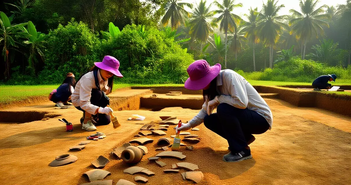 ក្រុមអ្នកបុរាណវិទ្យាខ្មែរកំពុងជីកស្រាវជ្រាវវត្ថុបុរាណនៅអង្គរបុរី