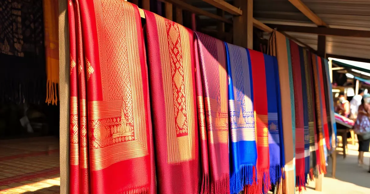 ក្រមាខ្មែរប្រពៃណីពណ៌ស្រស់ស្អាតនៅទីផ្សាររបស់កម្ពុជា